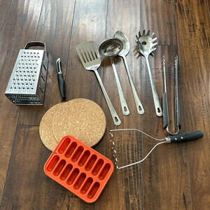 Ikea Stainless Steel Utensil Set Ladle Spatula Pasta Fork Grater Tongs Masher
